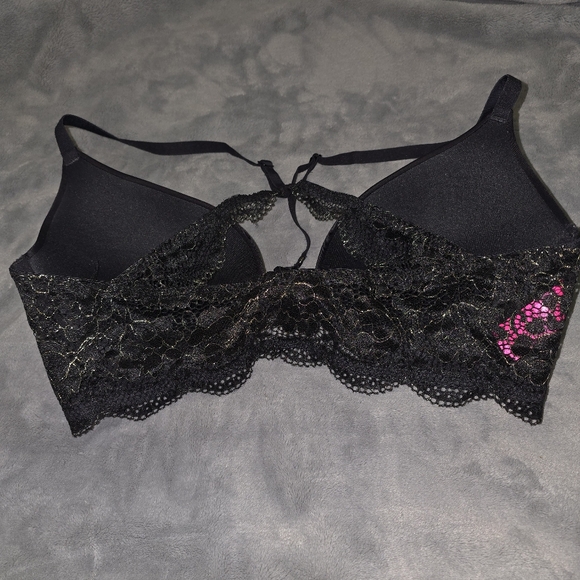 GUC! LA Senza Obsession black and gold lace plunge bra size C36 - Picture 7 of 7